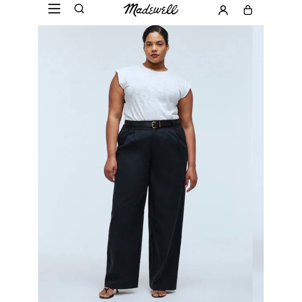 Madewell Plus Curvy Harlow Wide-Leg Pant Drapey Twill Black Size 14 NWT